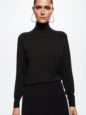 Mango Black Turtleneck Sweater